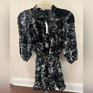 Anthropologie O.P.T. Crushed Velvet Floral Mini Dress